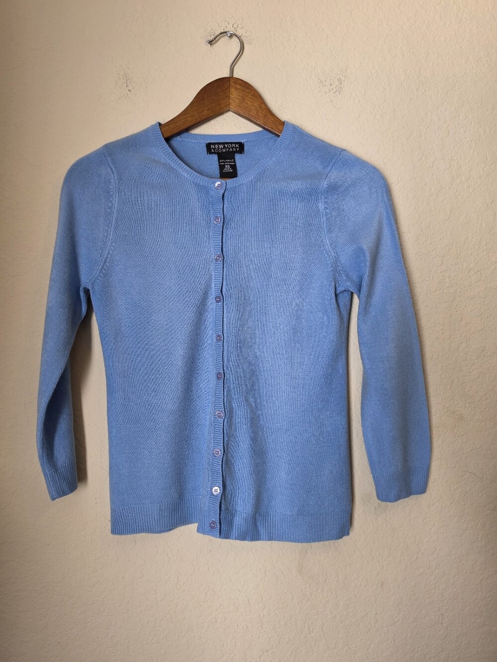 New York And Company Cardigan Sweater Womens Size XS Blue Button Down Casual